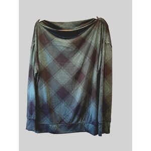 Maurices Pullover Shirt XXL Green Blue Diagonal Plaid‎ Long Sleeve Super Soft